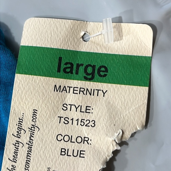 MATERNITY shirts LOT NEW blue gray high waist stretch V-neck flower tie back MED - Picture 11 of 13